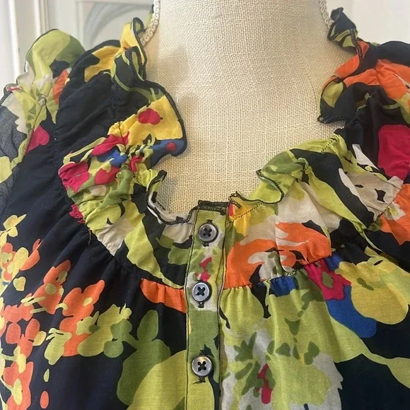 Loft Black Floral Tank Blouse Size Small - Picture 7 of 10